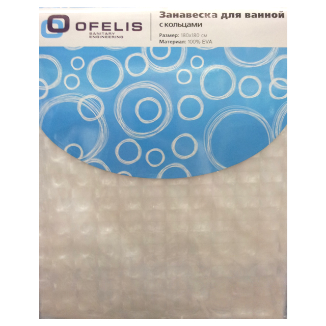 занавеска для ванной OFELIS 200х240см PEVA 3D прозрачная