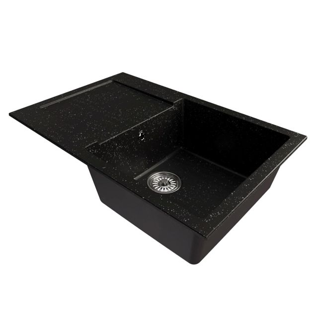 мойка Mixline ML-GM31 КОМФОРТ прямоугольная с крылом 770х500х190мм искуственный камень черная