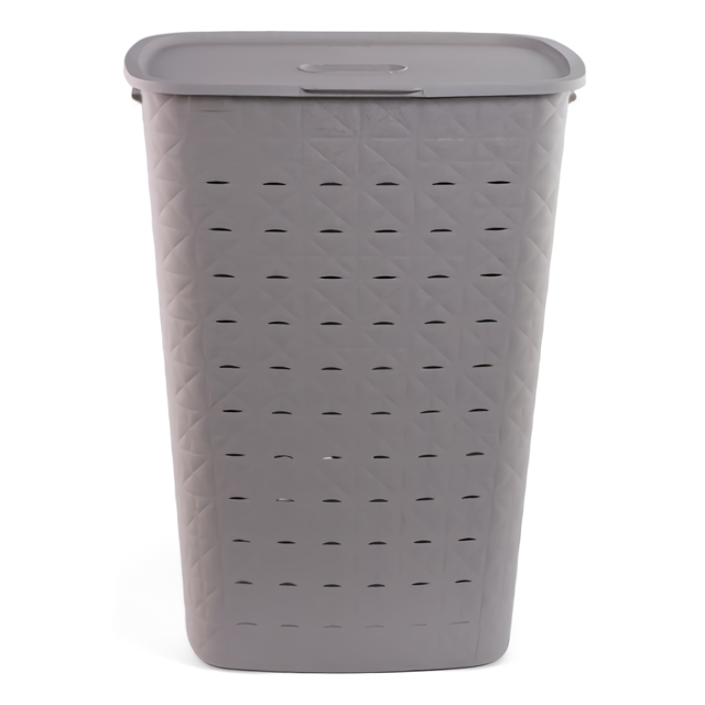 корзина для белья CURVER Softex 56л 43х33х60см пластик с крышкой серый