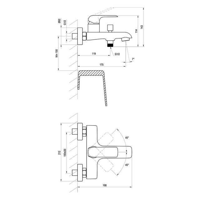 смеситель для ванны RAVAK Flat короткий латунь хром