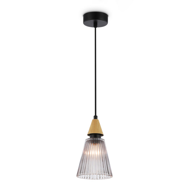 светильник подвесной AMBRELLA High Light E14 40Вт черный/светлое дерево/дымчатый