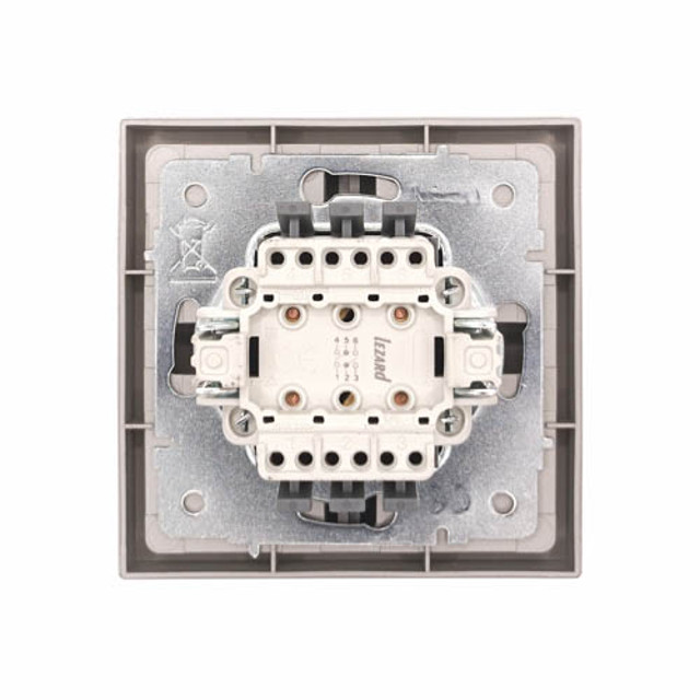 переключатель 2-клавишный LEZARD Zima проходной серый матовый