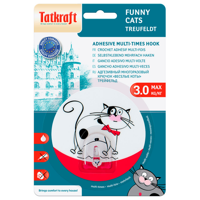 крючок адгезивный Tatkraft FUNNY CATS Treufeld