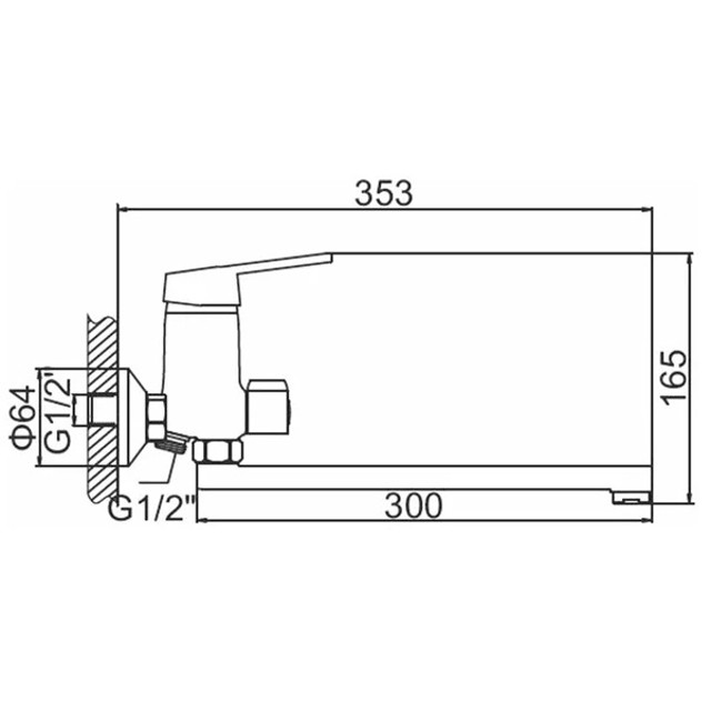 смеситель для ванны LEDEME L2268-B длинный излив хром