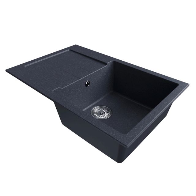 мойка Mixline ML-GM31 КОМФОРТ прямоугольная с крылом 770х500х190мм искуственный камень антрацит