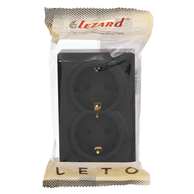 розетка 2 поста LEZARD Leto ПБТ с/з чёрный бархат