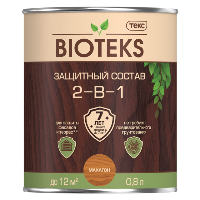 средство деревозащитное TEKC Bioteks 2-в-1 0,8л махагон, арт.700008198