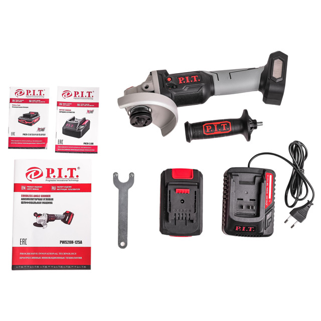 шлифмашина угловая P.I.T. PWS20H-125A/1 20В Li-Ion 4Ач 125мм 1АКБ OnePower аккумуляторная