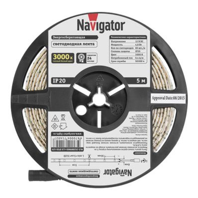 лента светодиодная LED NAVIGATOR   4.8Вт IP20 12В