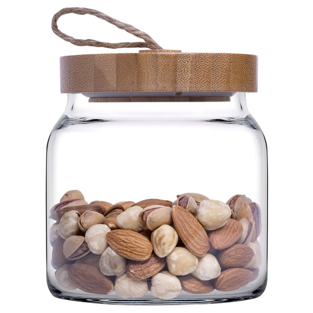 банка для продуктов PASABAHCE Woody 0,576л круглая, стекло, дерево