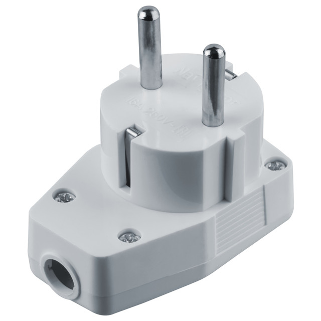 вилка угловая NAVIGATOR NCA-PL05 16A ESC-WH с/з с/выключателем белая