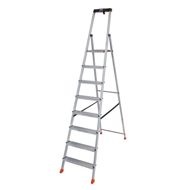 стремянка односекционная KRAUSE Safety 8 ступеней алюминиевая