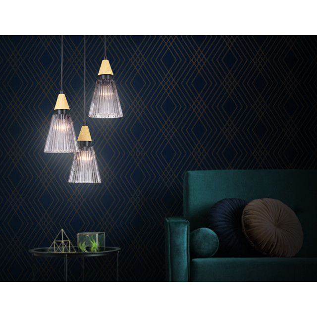 светильник подвесной AMBRELLA High Light E14х3 40Вт черный/светлое дерево/дымчатый