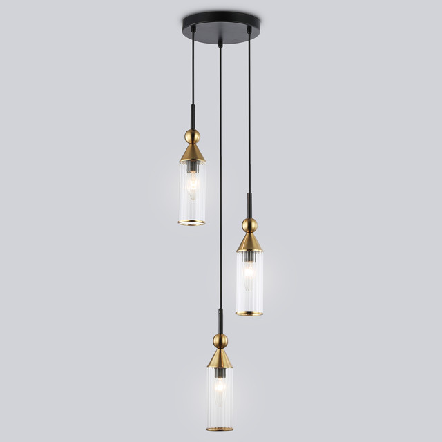 светильник подвесной AMBRELLA High Light E14 3х40Вт черный/латунь/прозрачный