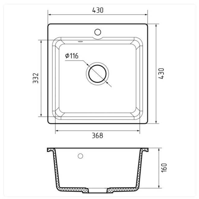 мойка GRANFEST SMART 430 432х432х160мм песочная