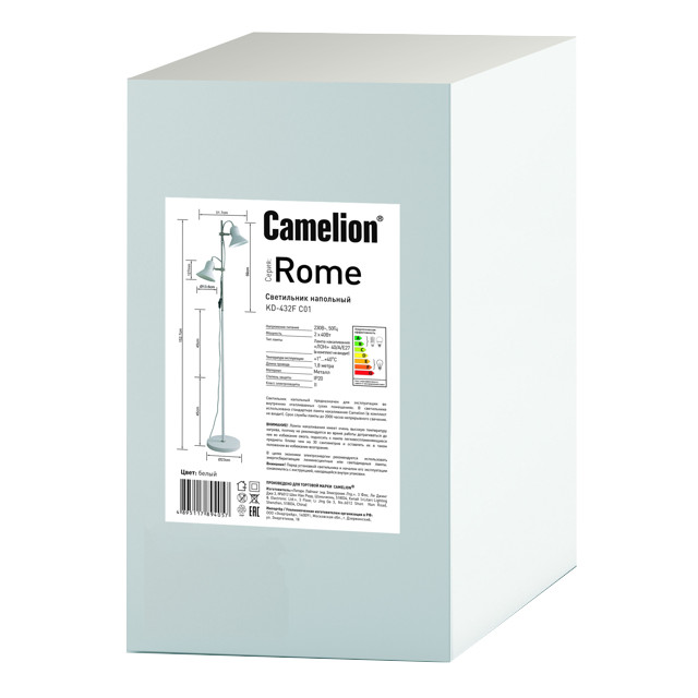 торшер Camelion Rome 40Вт Е27 металл белый