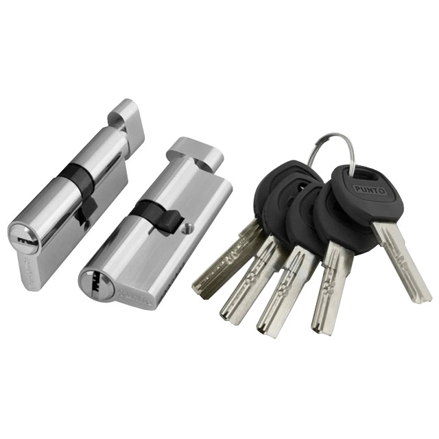 цилиндр ключевой Punto Lock a202 80мм 35х45 никель вертушка