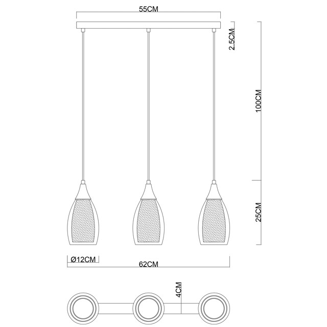 светильник подвесной ARTE LAMP Barry E14 3х40Вт металл хром