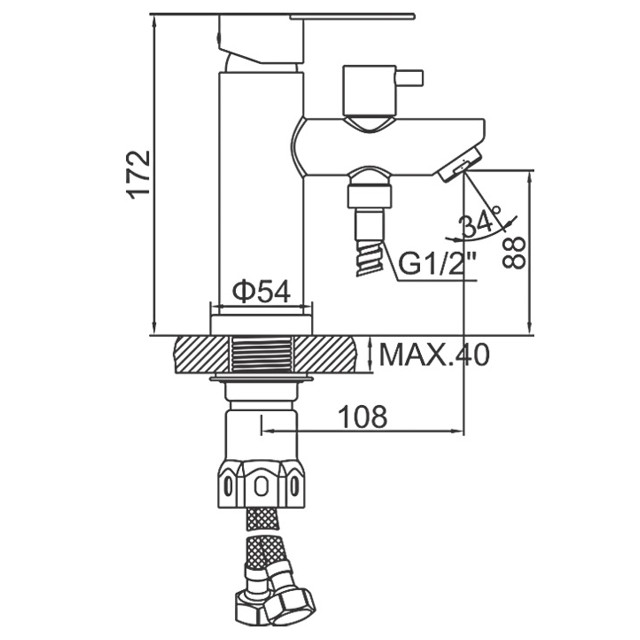 смеситель для ванны LEDEME L71203 108мм нерж.сталь