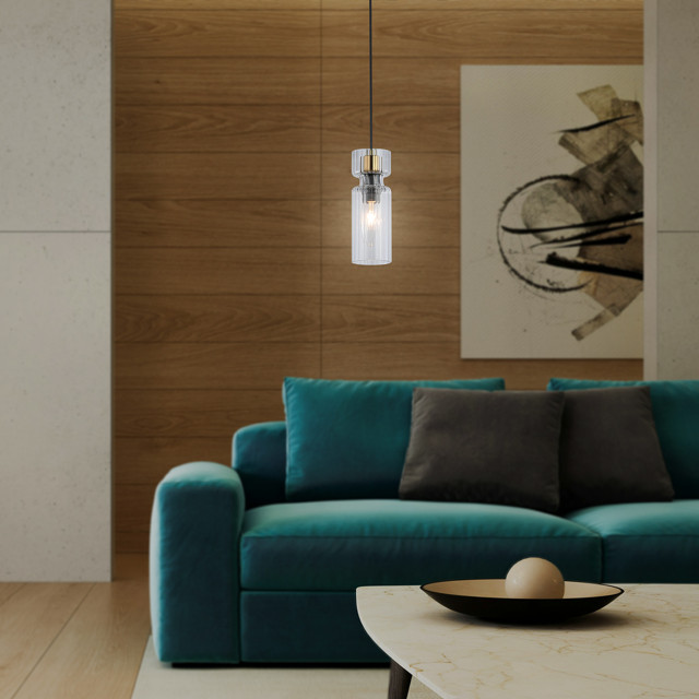 светильник подвесной AMBRELLA High Light E14 40Вт черный/латунь/прозрачный