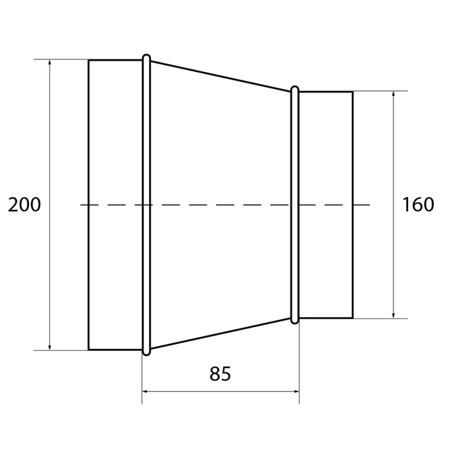 переход, диаметр 160 мм х 200 мм
