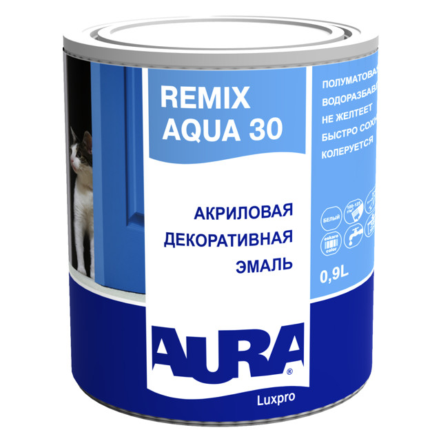 эмаль акриловая AURA LUXPRO REMIX AQUA 30 0,9л, арт.4607003915780