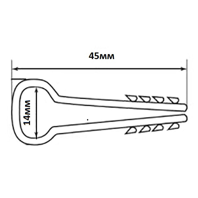 дюбель-хомут для крепления прямоугольного кабеля 14х6мм уп.10шт белый