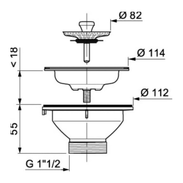 выпуск для мойки WIRQUIN 90мм 3.1/2" нерж сталь