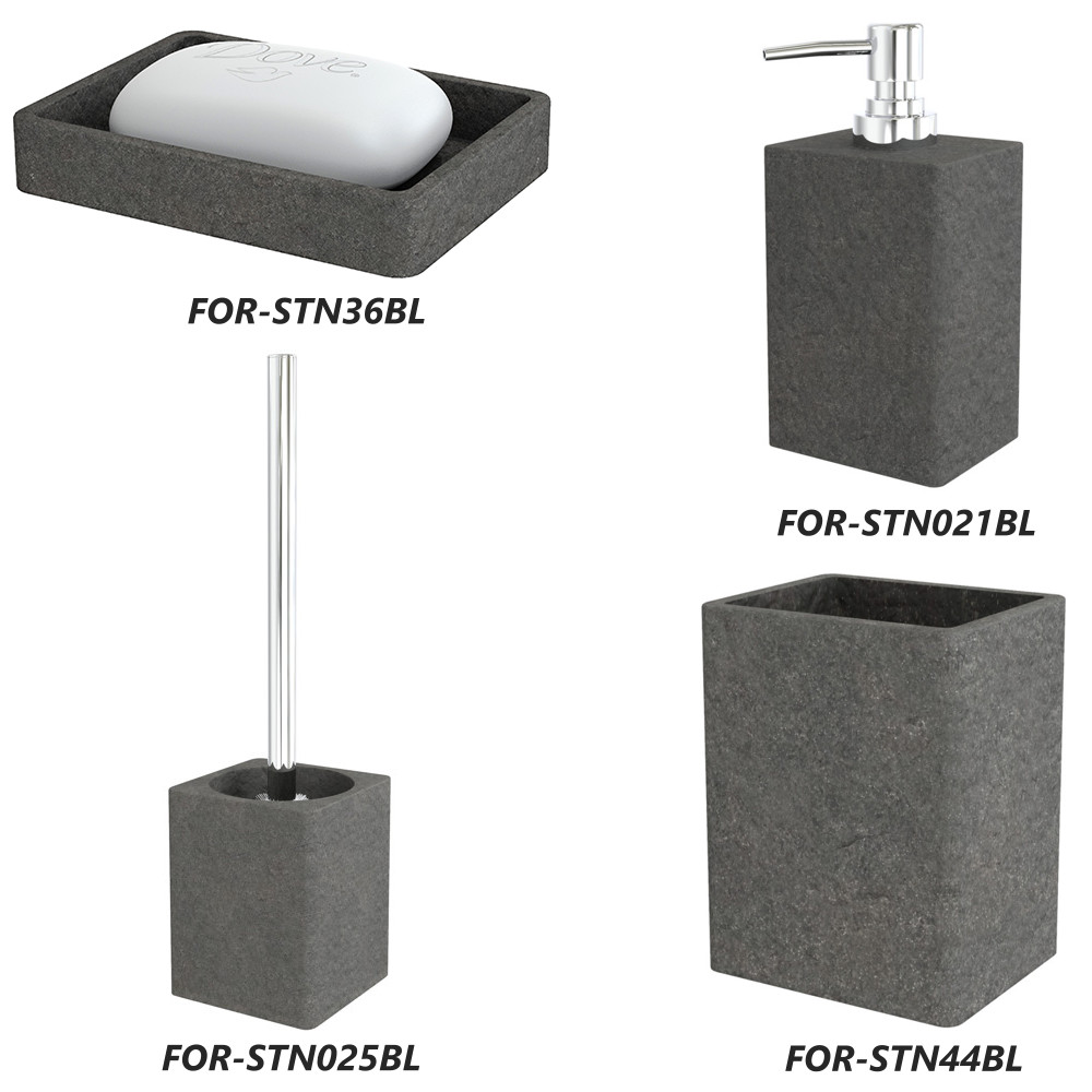 дозатор для жидкого мыла FORA Stone Black полирезин черный