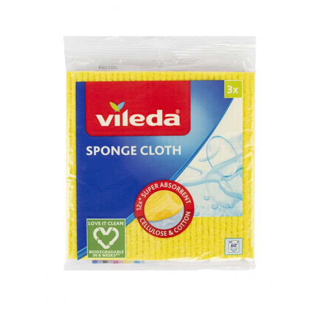 салфетка VILEDA Sponge Cloth 3шт 20х18см губчатая хлопок, целлюлоза