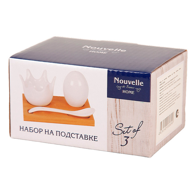 набор для специй  NOUVELLE HOME Naturel 2632064 11,5х8х5см 3 предмета фарфор бамбук