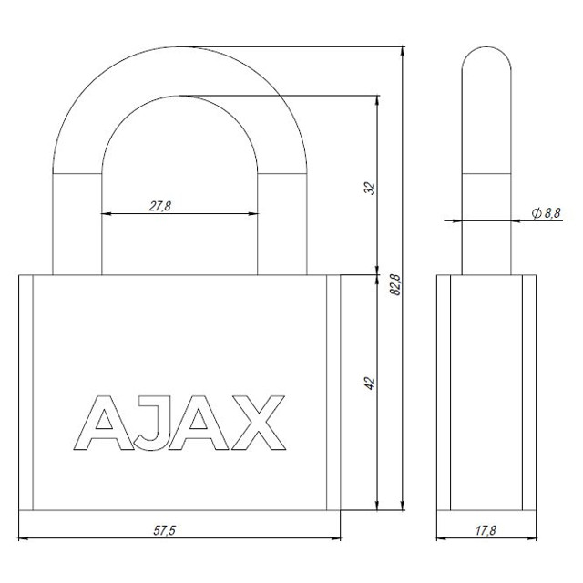 замок навесной AJAX PD-3060 3fin key сталь 58мм открытый