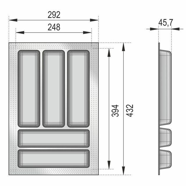 блок-константа для столовых приборов BLОKI PC14/GRPH 430х292х48мм пластик графит