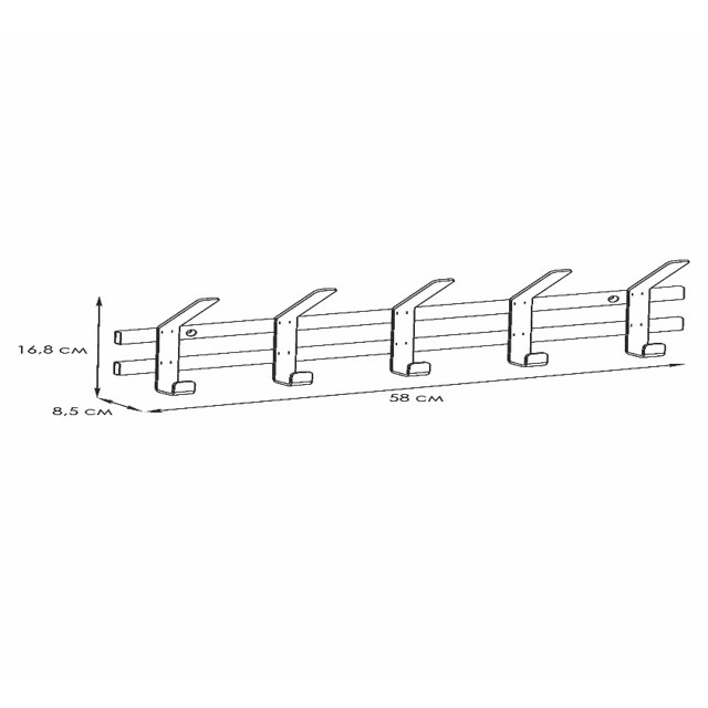 вешалка настенная ТОРОНТО 5 580х85х168мм металл белая