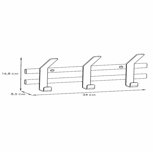 вешалка настенная ТОРОНТО 3 340х85х168мм металл белая