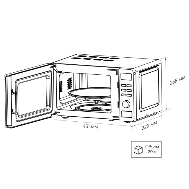 печь СВЧ LEX FSMO D.02 WH соло 20л белый