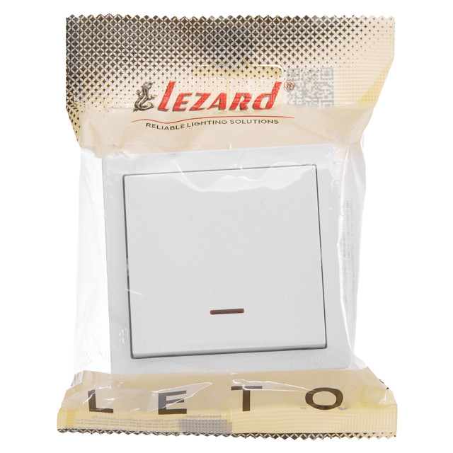 выключатель 1 клавишный LEZARD Leto с индикацией белый