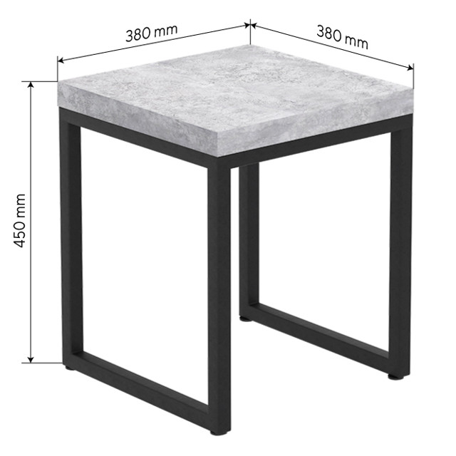 табурет 380х380х450мм Бетон светлый/Муар черный ВЛДСП/металл