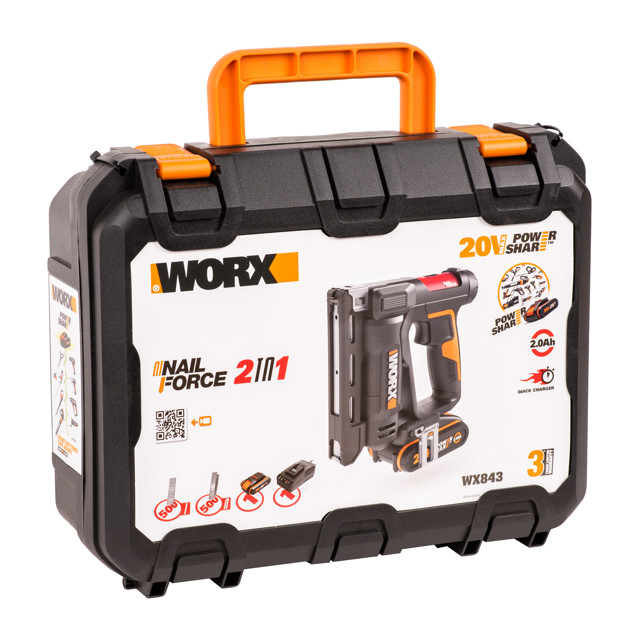 степлер аккумуляторный WORX WX843 20В Li-Ion 1 аккумулятор и ЗУ