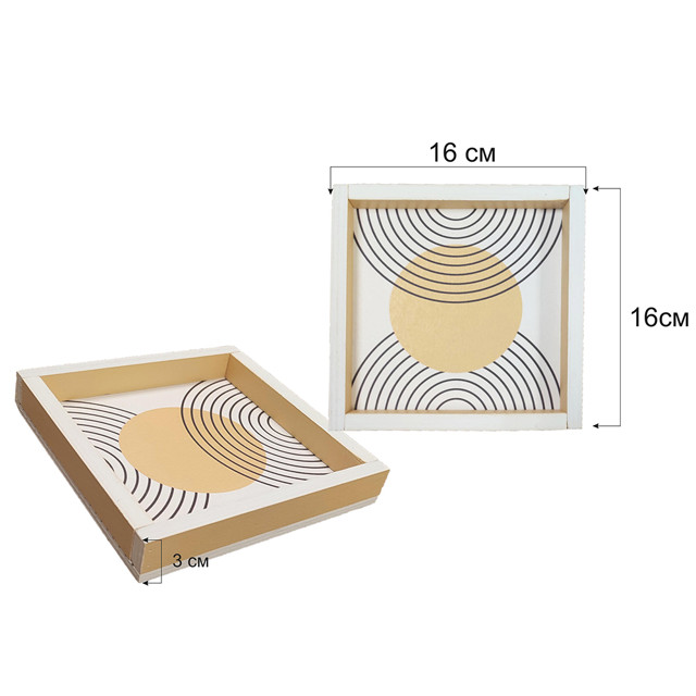поднос декоративный Мид П4 160х160х26мм дерево