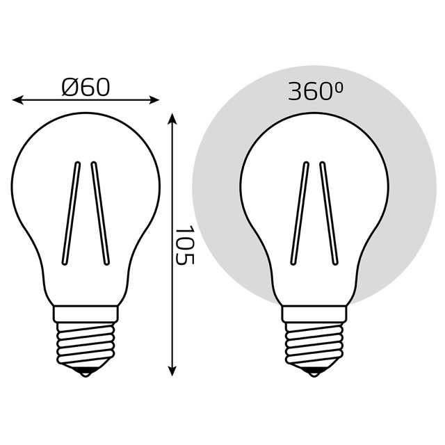 лампа филаментная GAUSS Filament Elementary 11Вт Е27 LED 930Лм 4100К груша