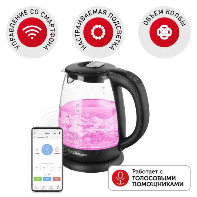 чайник REDMOND RK-G210S SkyKettle 2200Вт 1,7л стекло эл.упр.