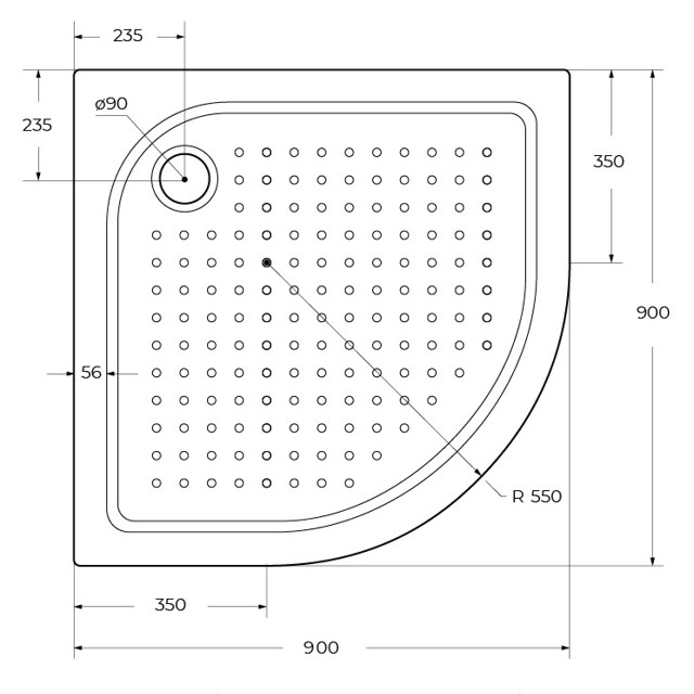 поддон акриловый BELBAGNO Tray 90-3/4 полукруг