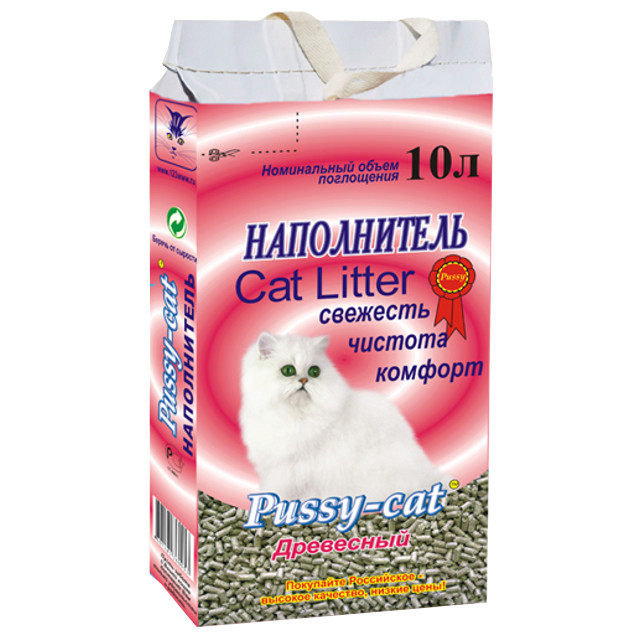 наполнитель PUSSY-CAT 10л 5кг древесный