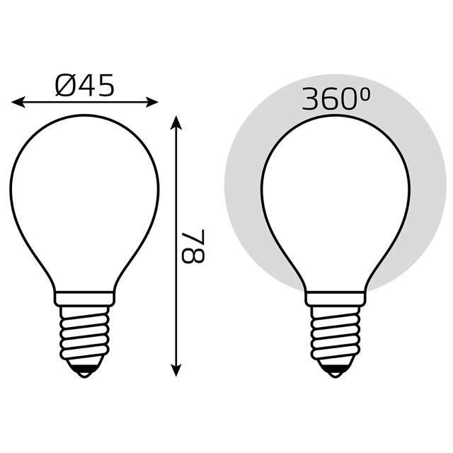 лампа филаментная GAUSS 5Вт LED Е14 450Лм LED 4100К milky Шар