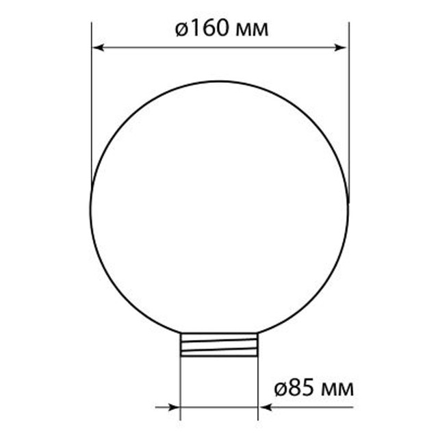 плафон для фонаря уличного TDM ПММА 160мм А85 резьба опал