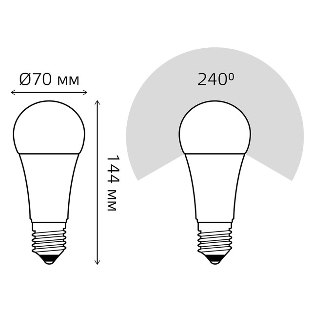 лампа Gauss 22Вт  E27 2000Лм LED 4100К груша
