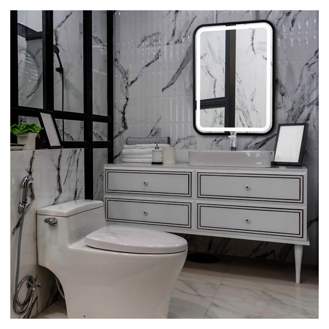 зеркало для ванной SILVER MIRRORS Мальта-лофт 60х80см LED сенсор диммер пластик черный