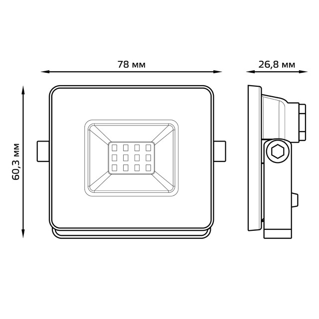 прожектор GAUSS Elementary 10Вт LED 850Лм 6500К 240В IP65  черный