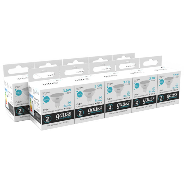 лампа GAUSS Elementary 3.5Вт GU5.3 LED 300Лм 4100K MR16 спот